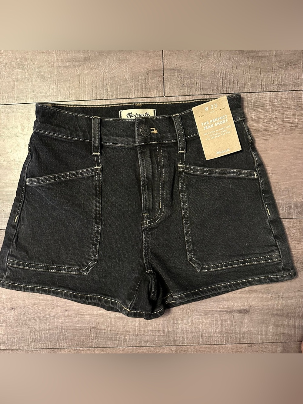 Madewell The Perfect Jean Short in Washed Black Size W 23 NWT